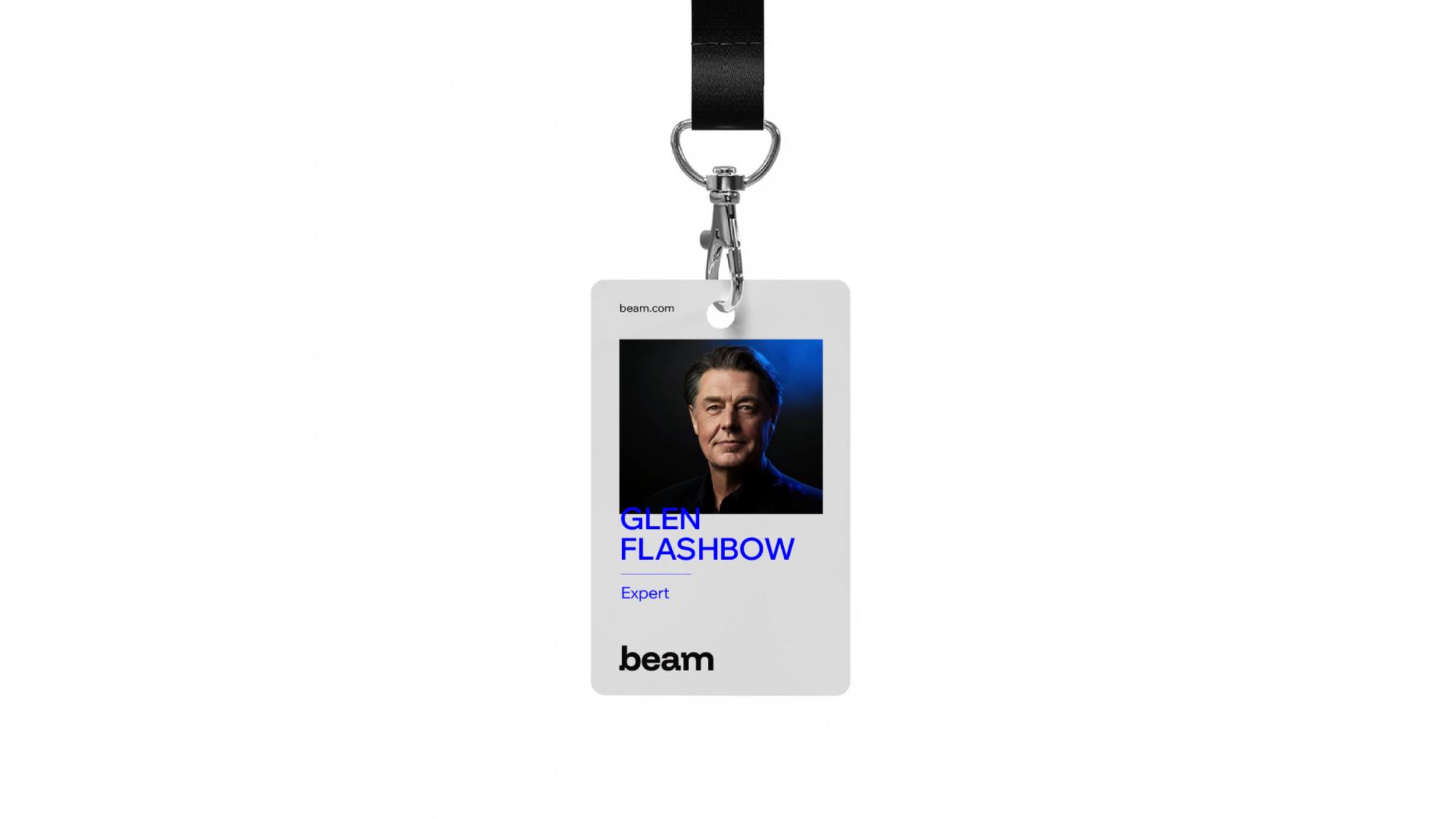 Beam staff ID card on a lanyard
