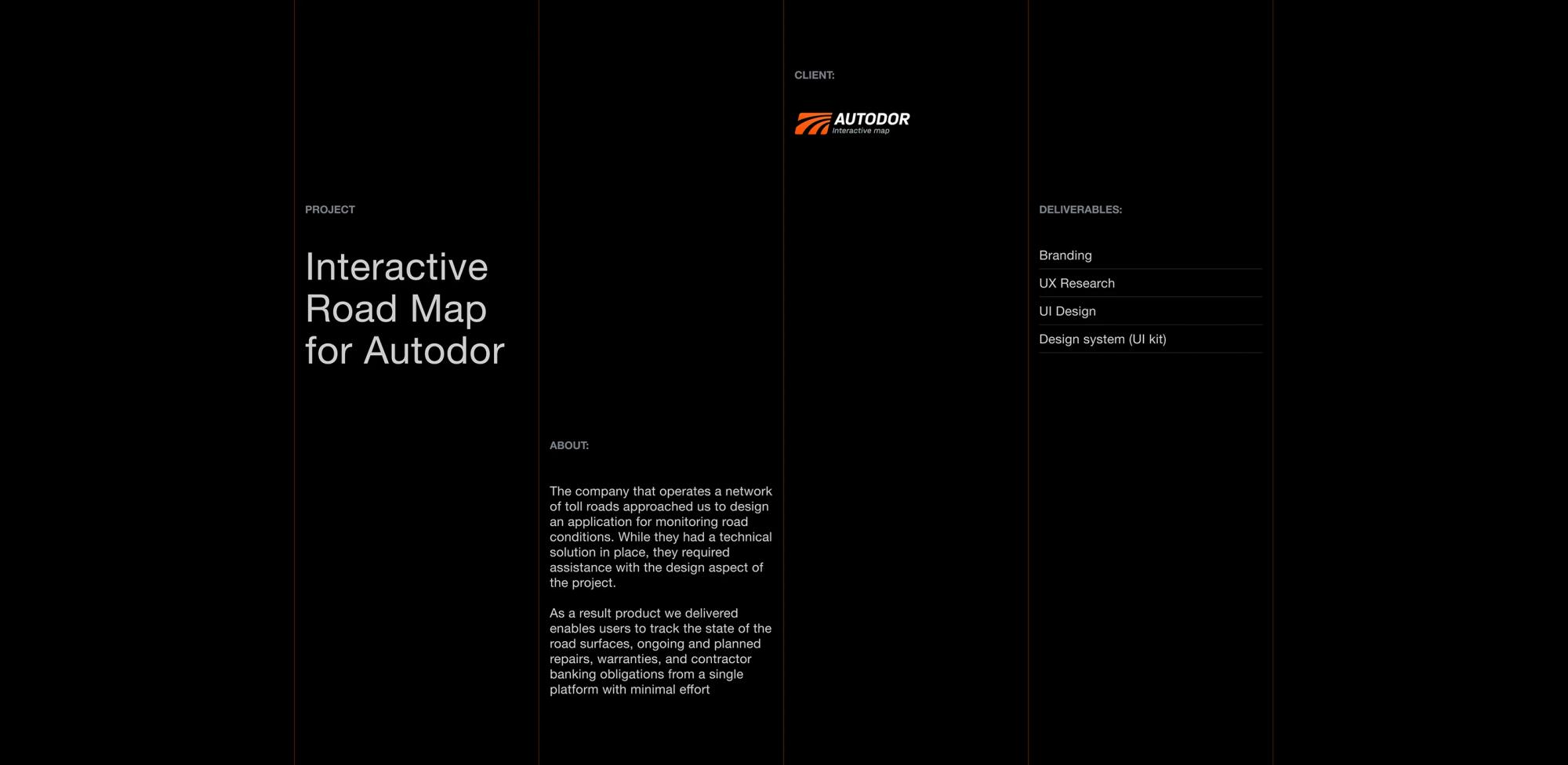 Intro slide: interactive road map for Autodor