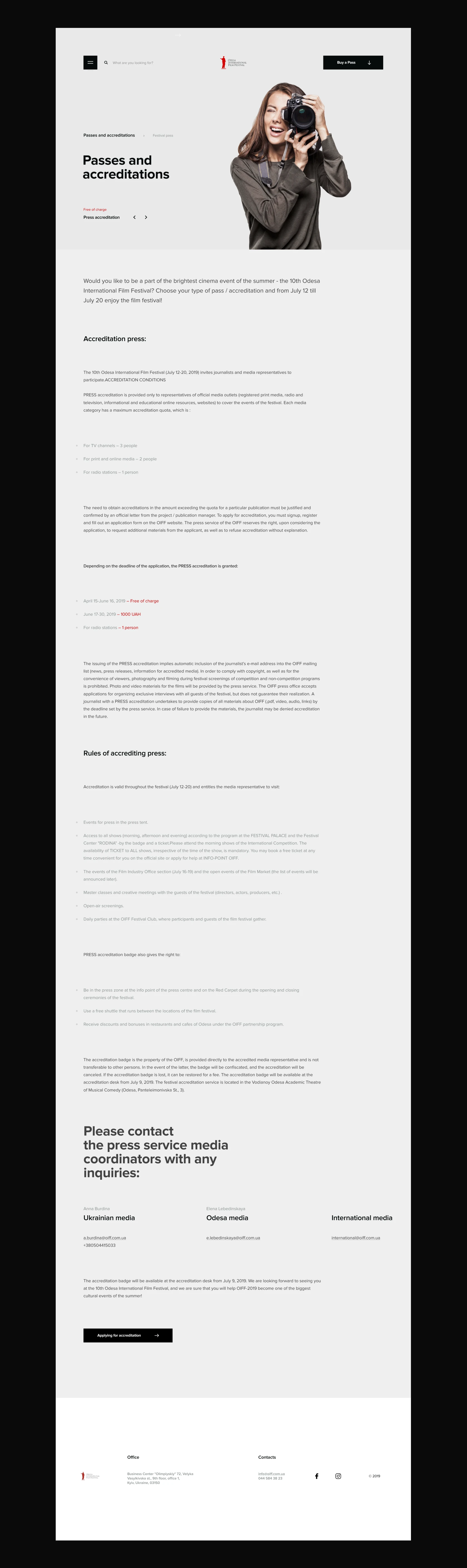 Press and accreditation page