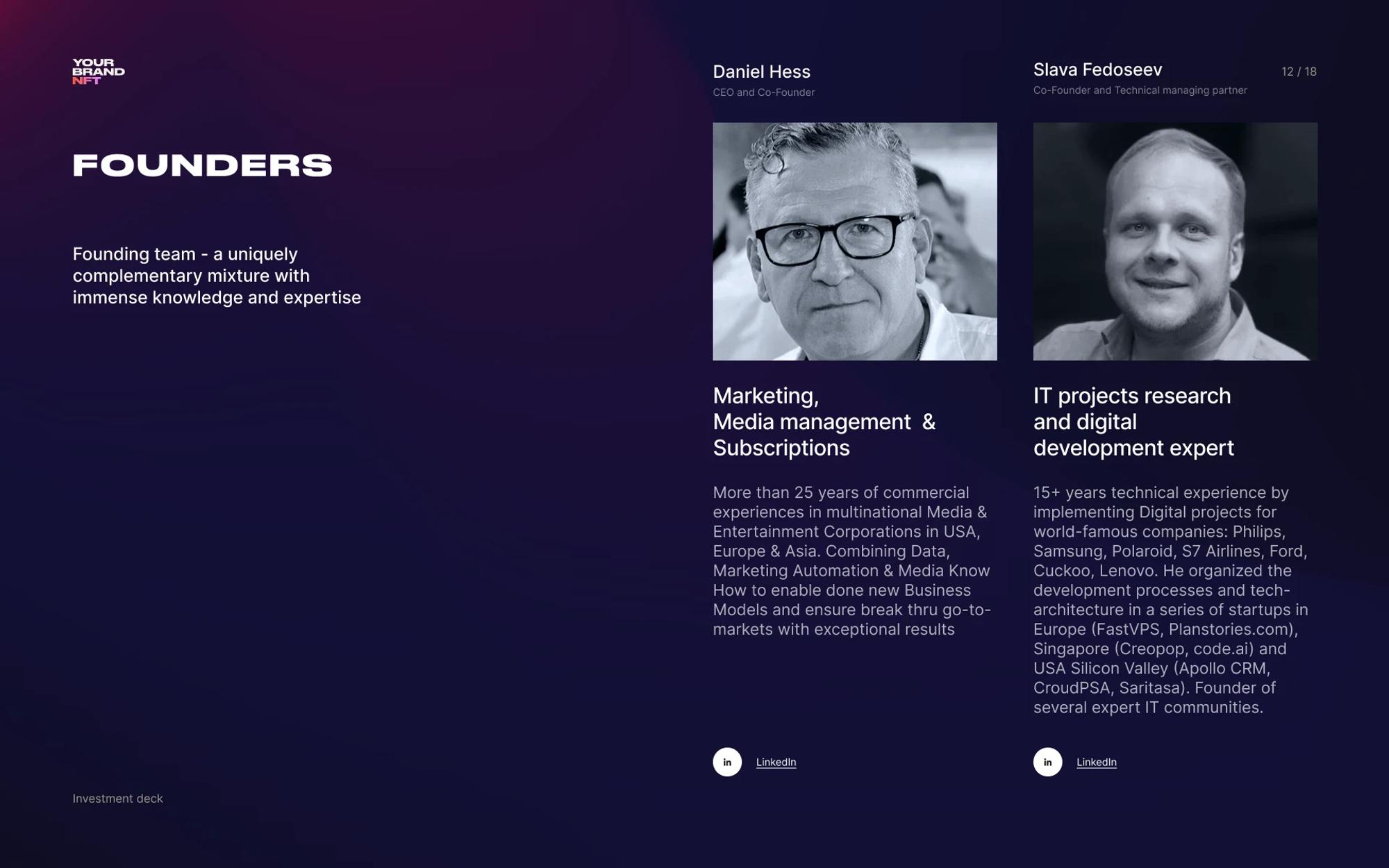 Founders slide with two portraits