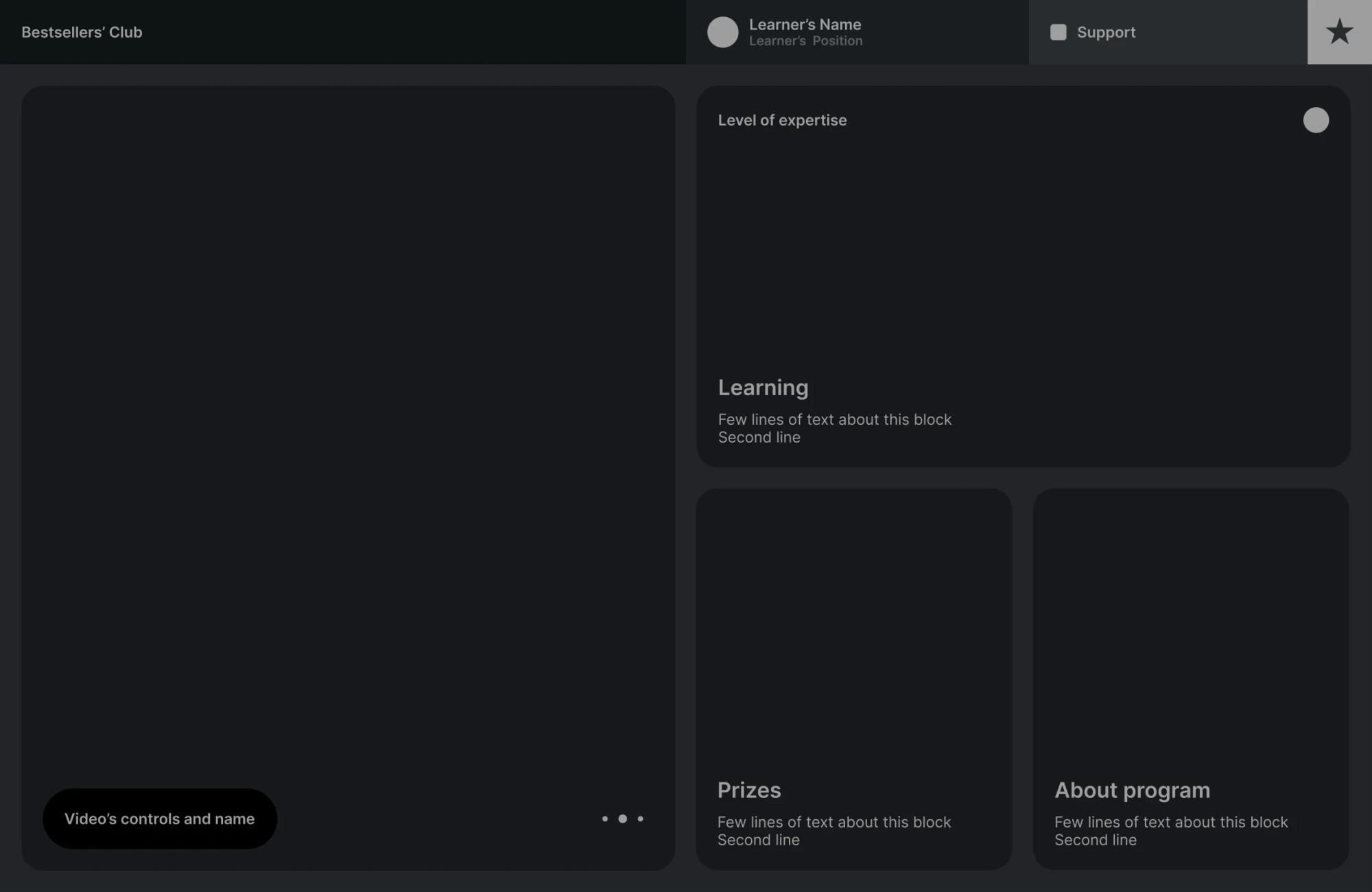Wireframe of the app home screen