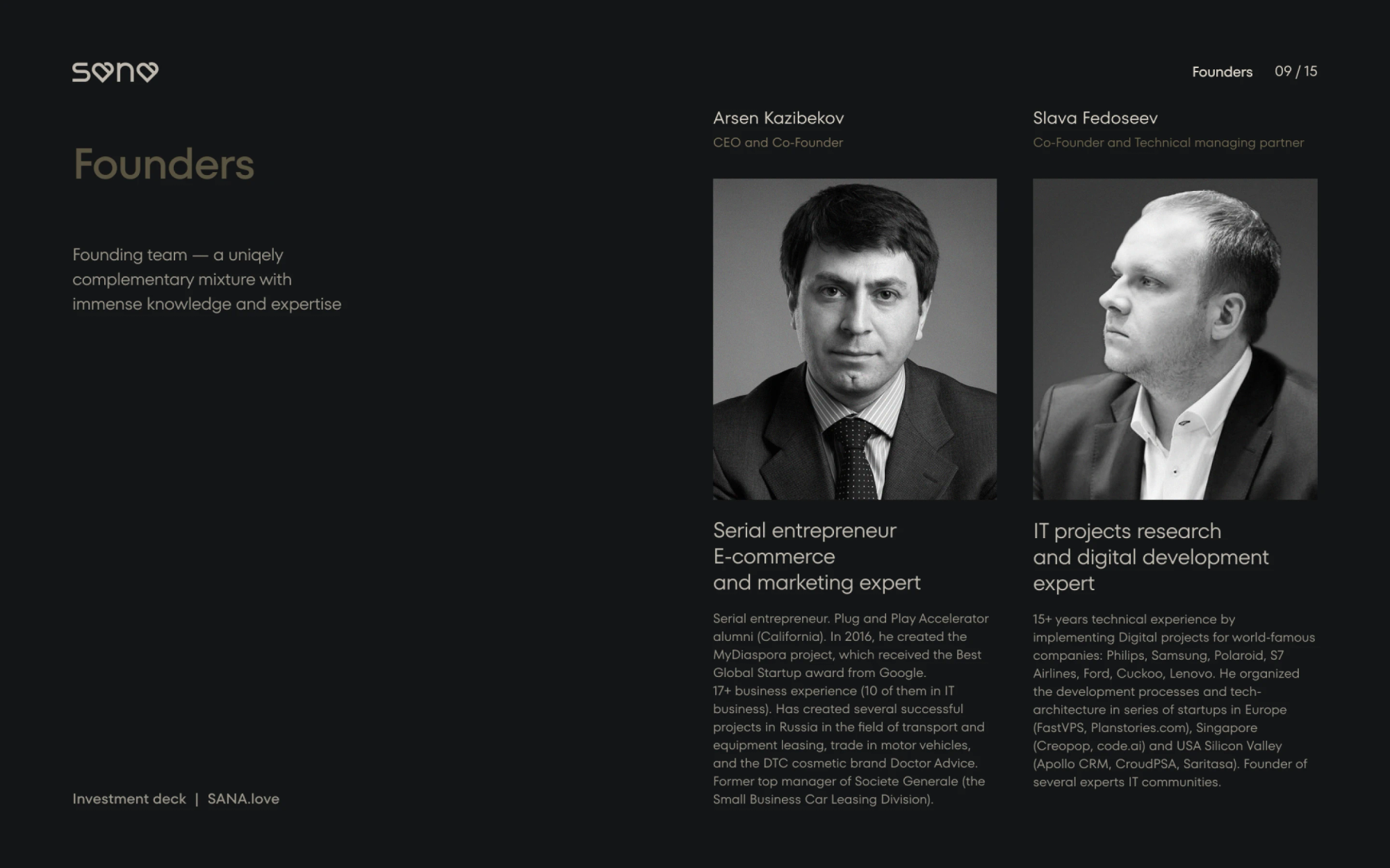 Founders slide with two portraits