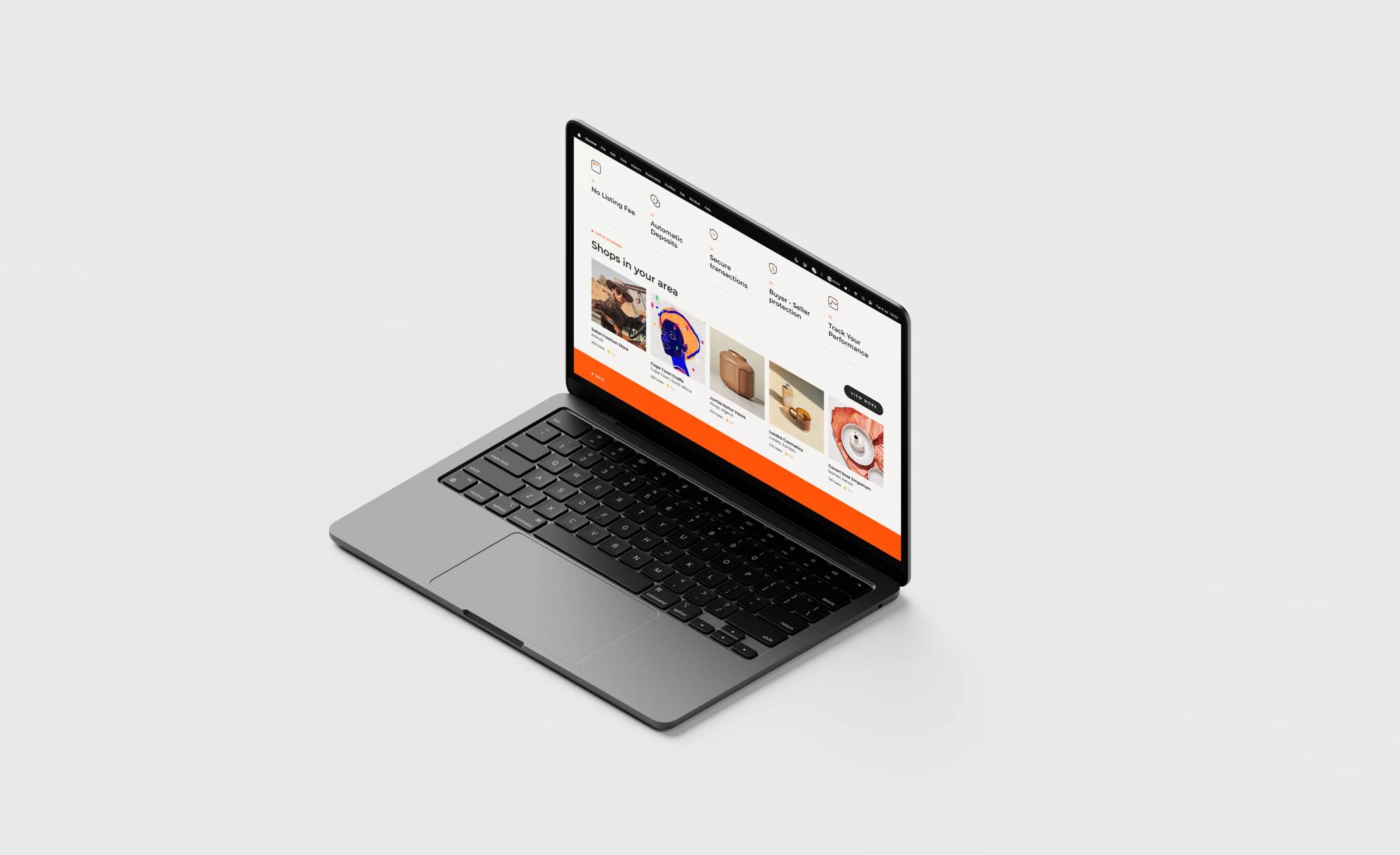Khoomi marketplace on a laptop