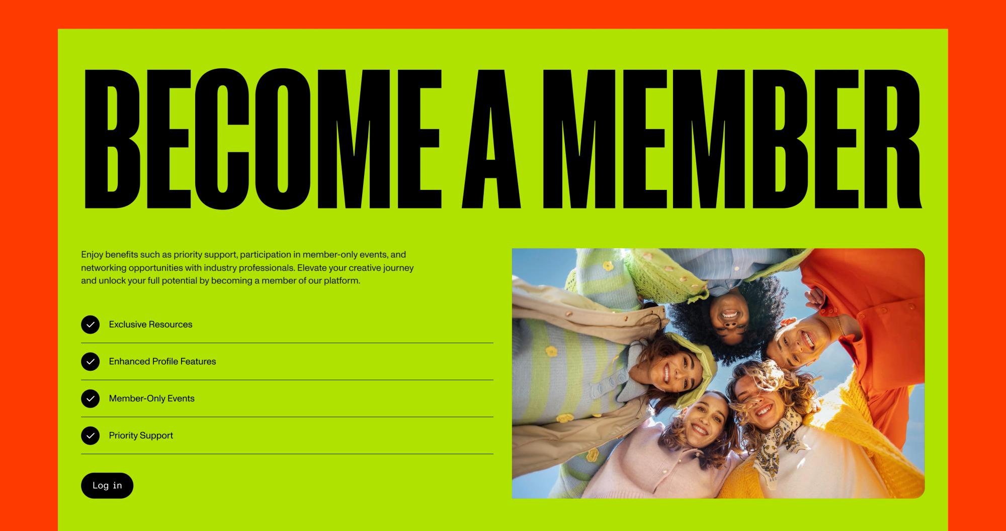 Become a member page with membership benefits