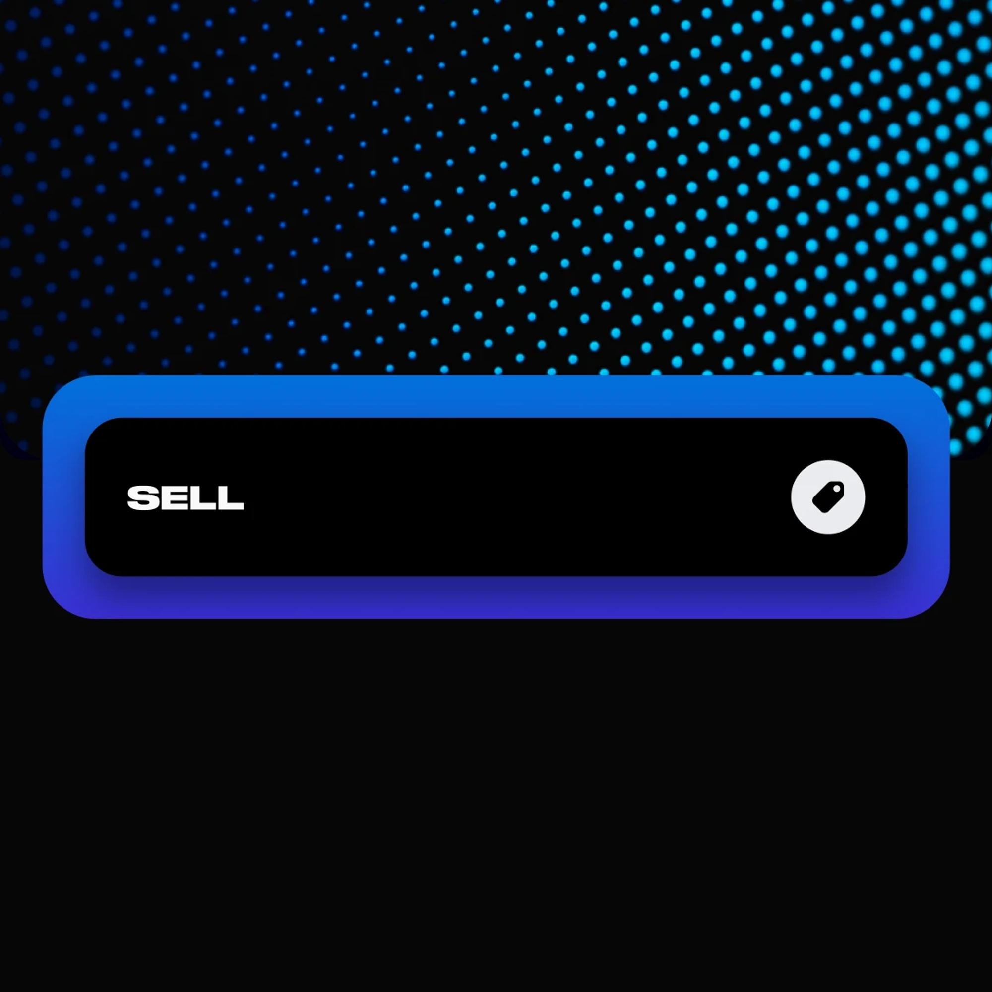 Sell button on a dotted blue background
