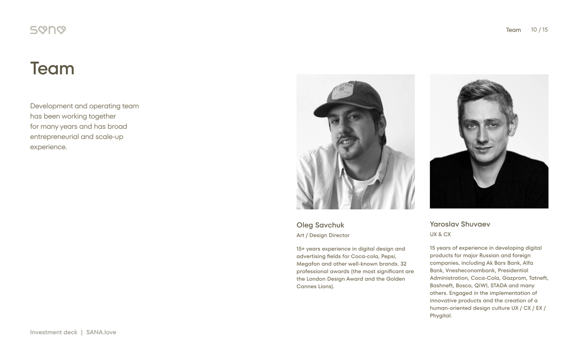 Team slide: art director and UX lead