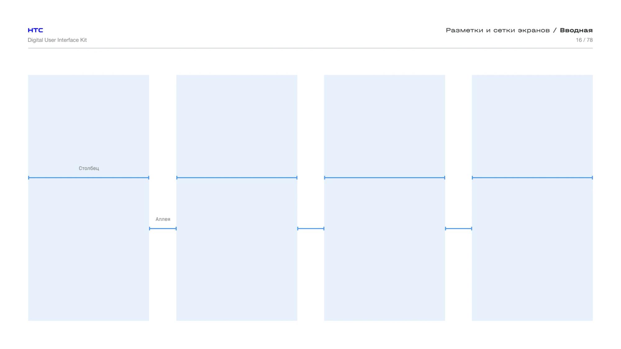 Four-column module layout with spacing guides