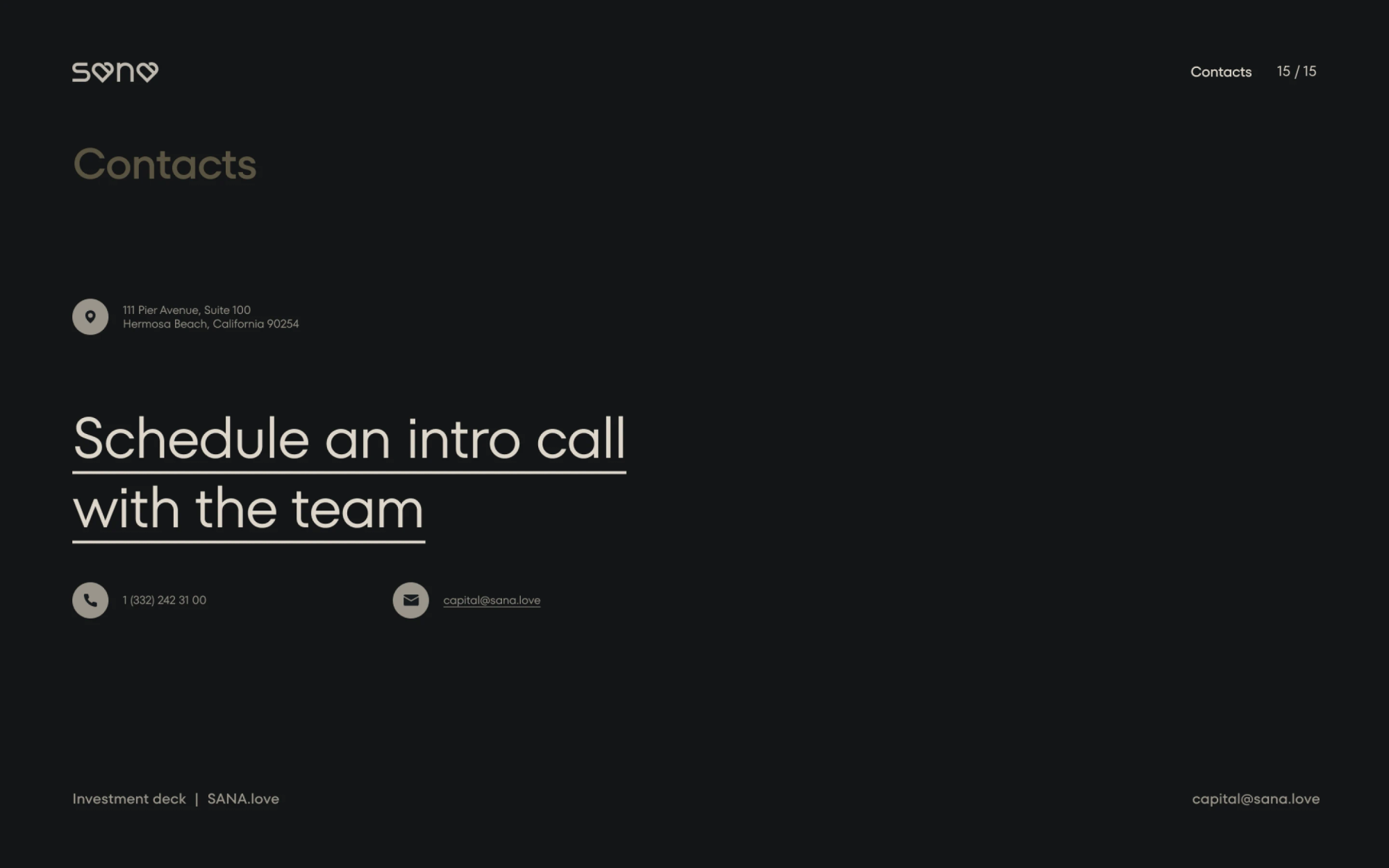 Contacts slide: schedule an intro call