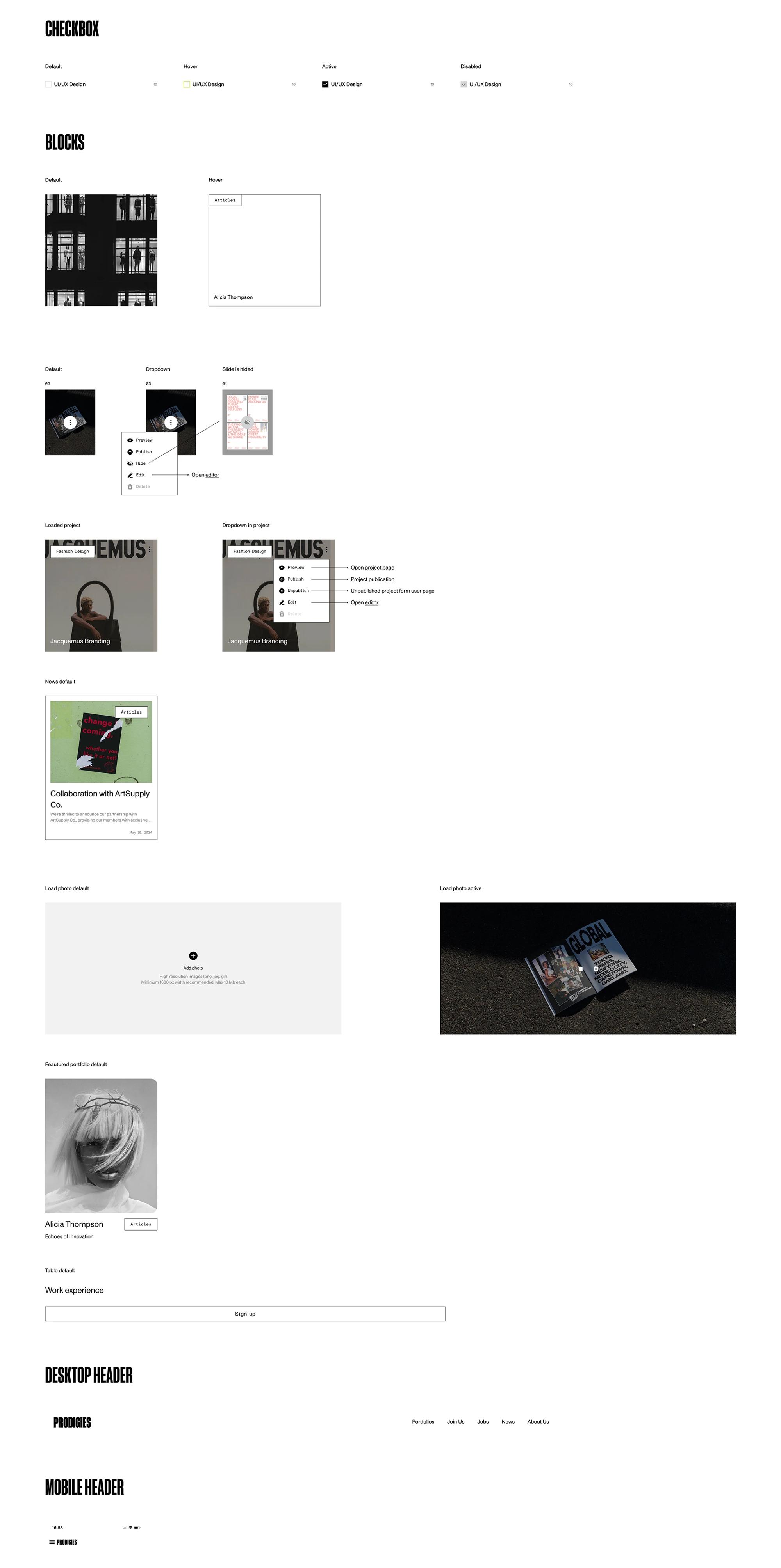 Components: cards, uploads and image blocks