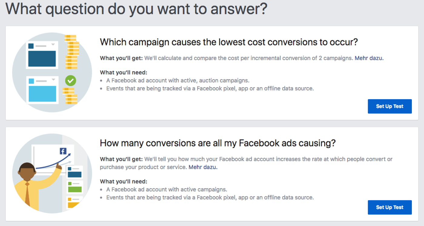Tool: „Experiments“ von Facebook