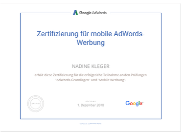 Erste Google Adwords Zertifizierung