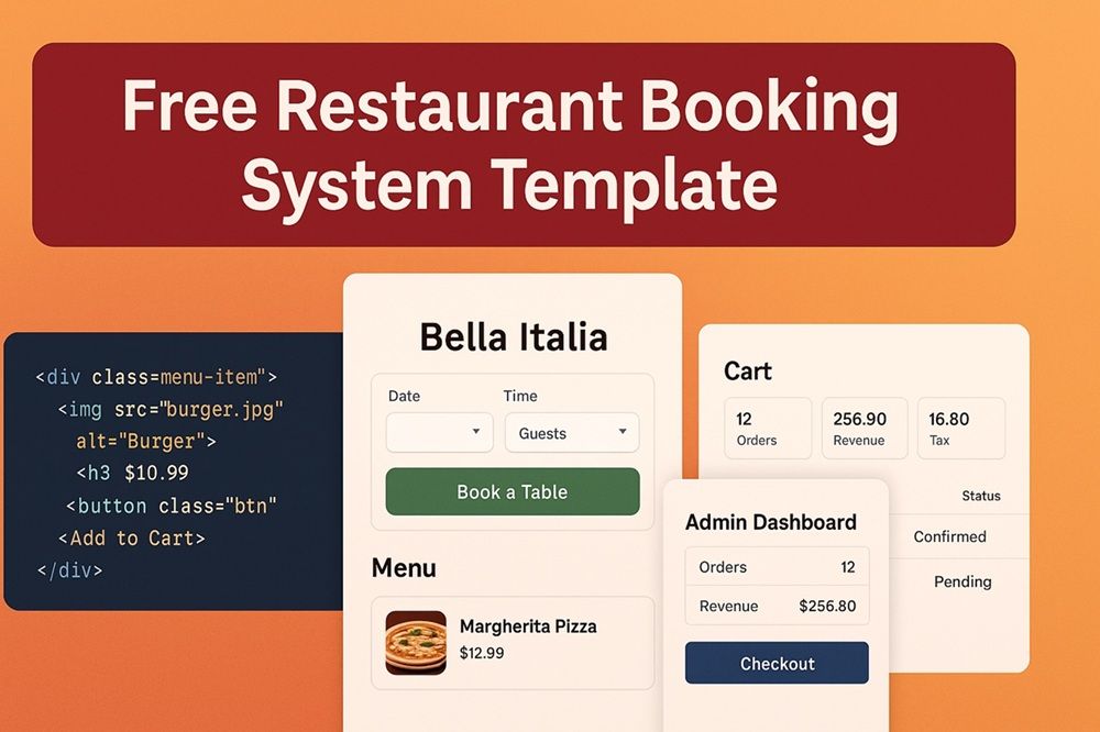 Free Restaurant Booking System Template (HTML, CSS & JavaScript ...