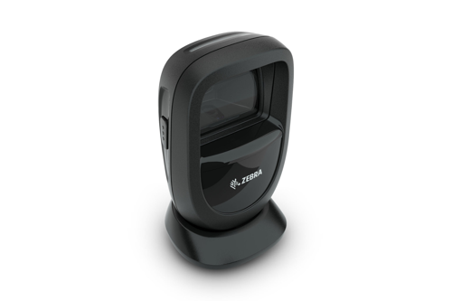 Zebra DS9308 Presentation Scanner Zebra DS9308 hands-free presentation barcode scanner on a countertop