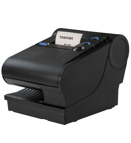 Toshiba TCx 6145-2TC Dual-Station Printer Toshiba TCx 6145-2TC dual-station POS printer with receipt paper loaded