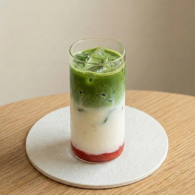Matcha fresa latte