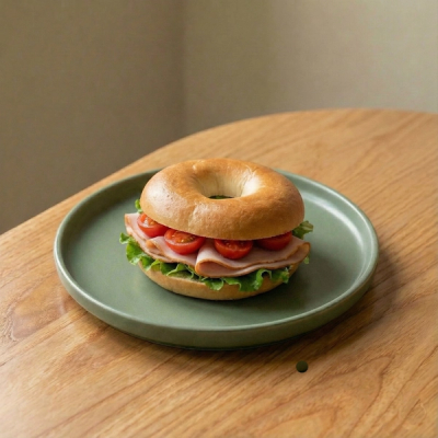Turkey ham bagel
