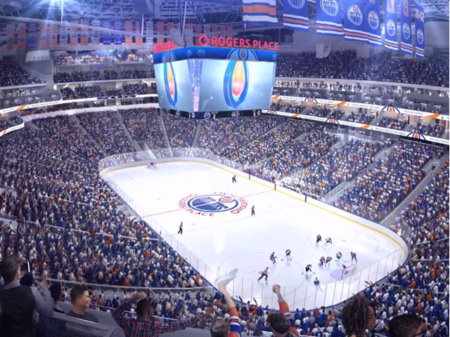 A stadium full of people for a hockey game