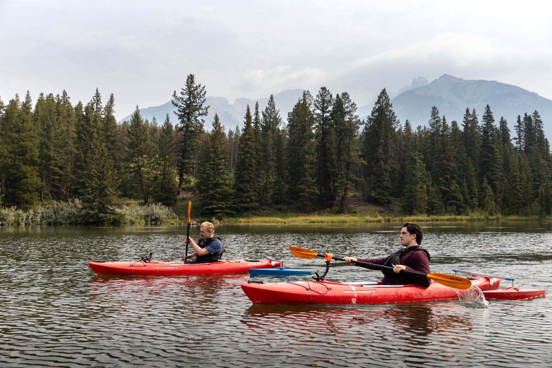 Adaptable kayaking at Johnson Lake, Banff National Park.