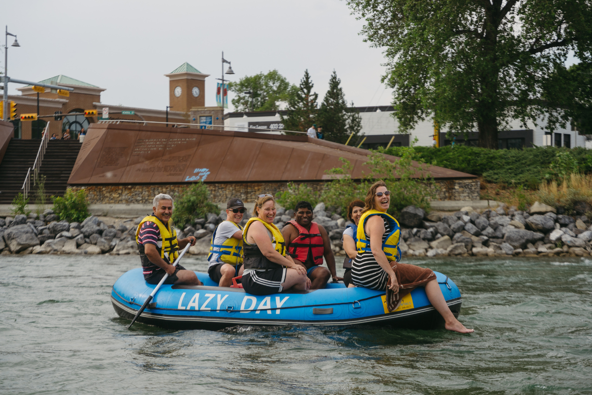 A group making ever-lasting memories on the Bow River