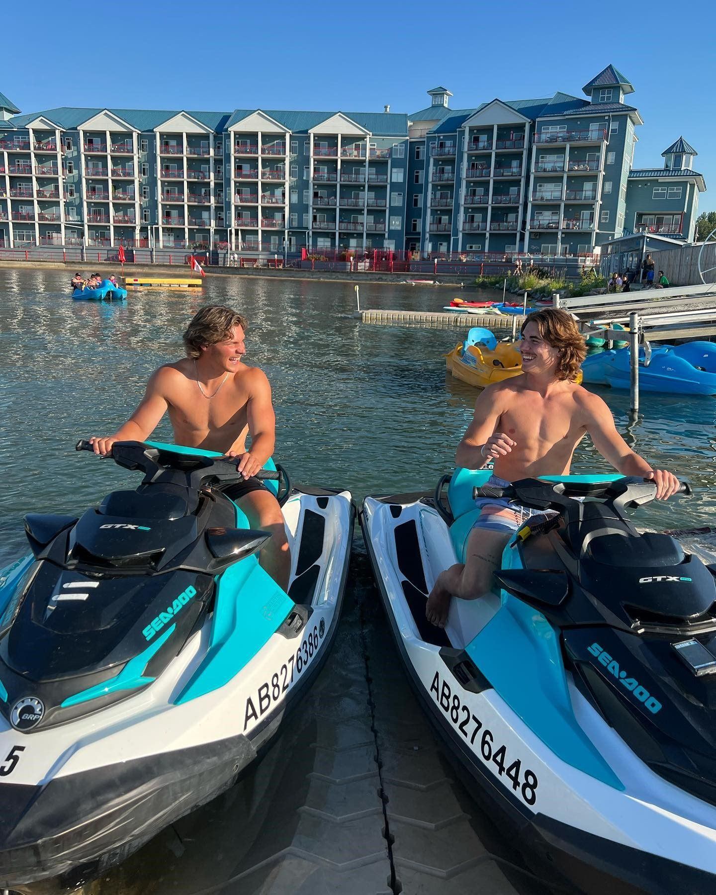 Two people on seadoos