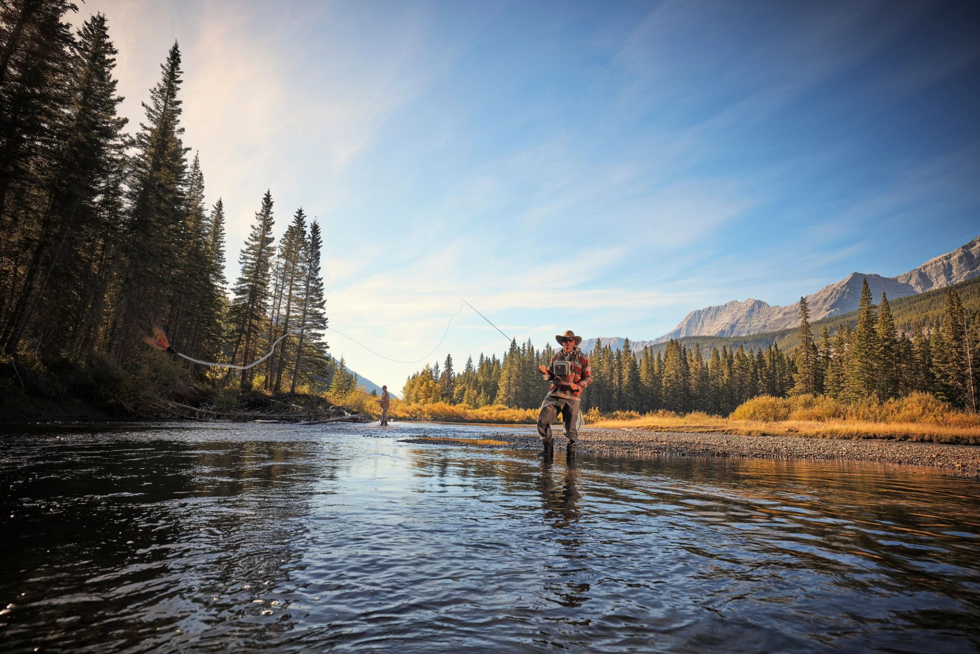 Two men fly-fishing in Opal Creek.