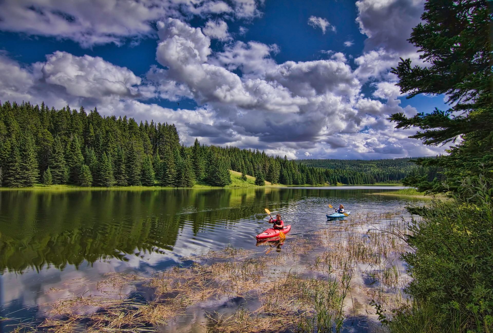 kayaking on lake