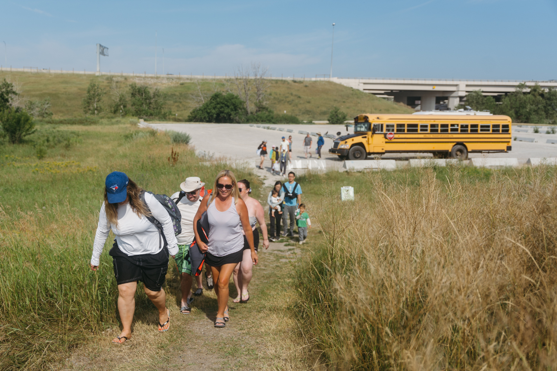 The shuttle dropping off a group to go rafting.