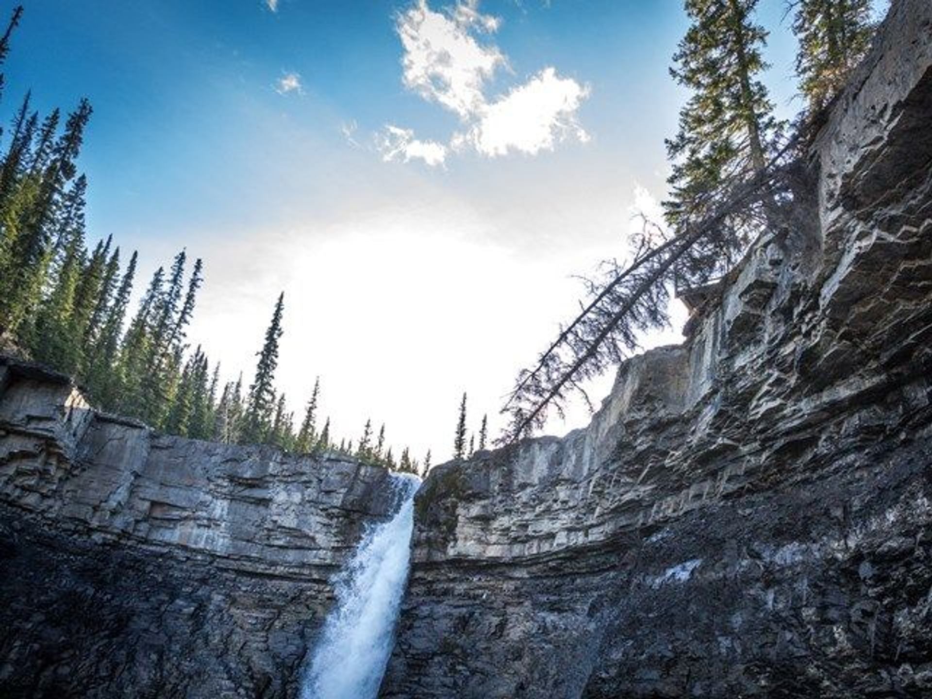 Crescent Falls running down the rocks