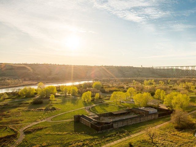 An aerial view of Fort whoop-Up