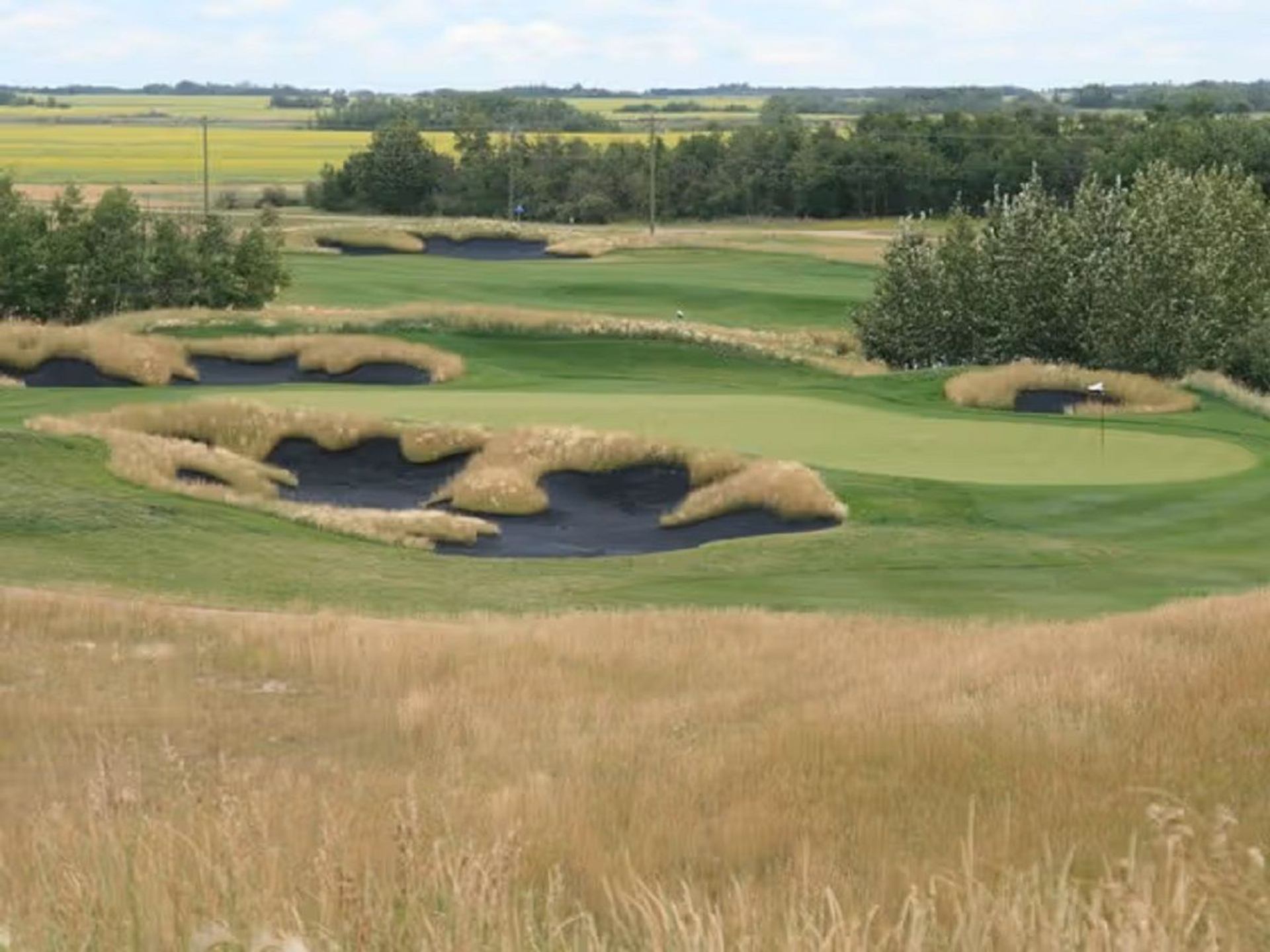 Blacksand traps on the course at Coal Creek Golf Resort.