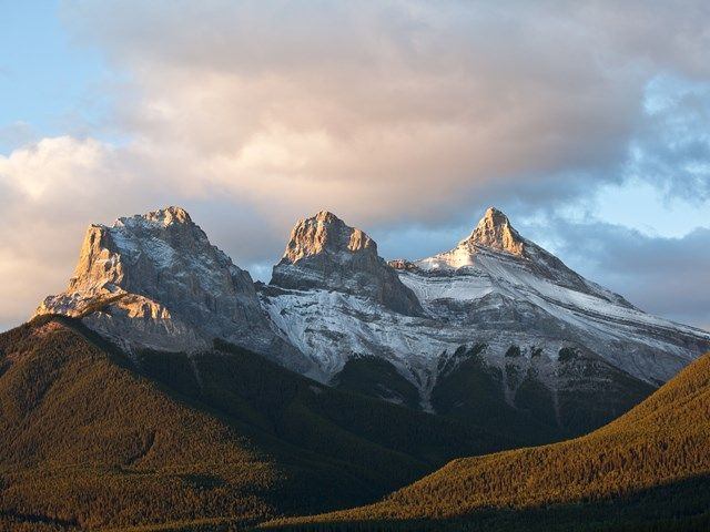 Scenic shot of Three Sisters Mountains.