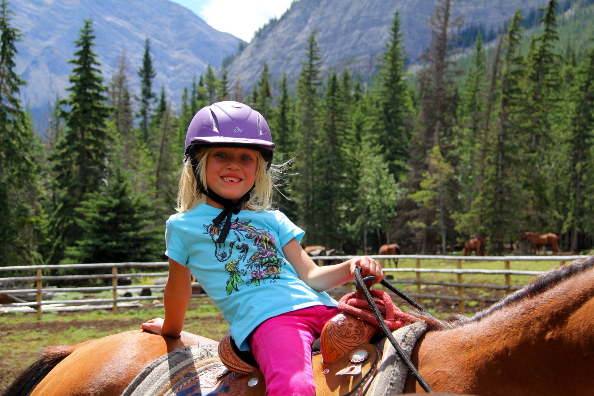 A young girl on a horse