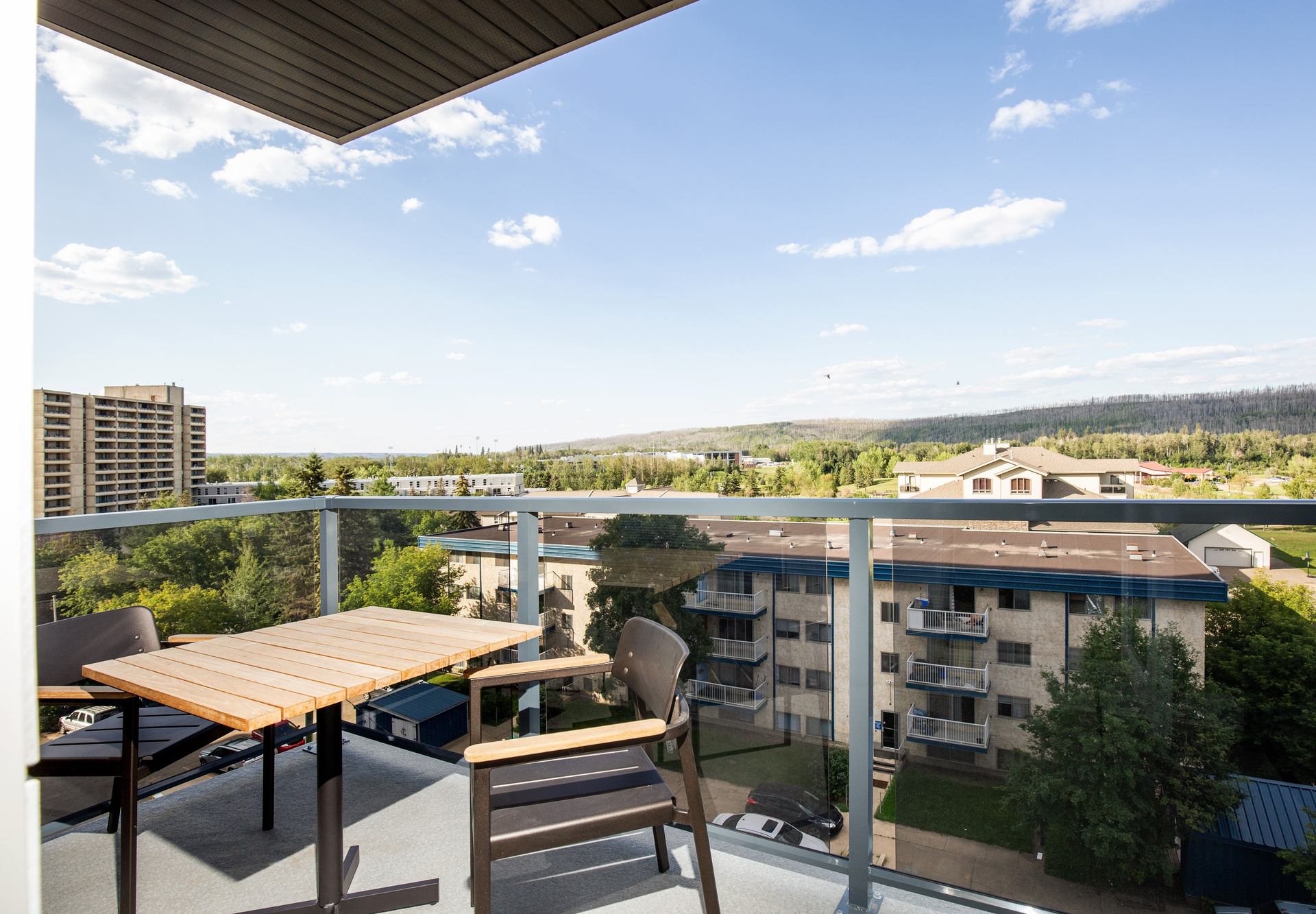 Room terrace with table and two chairs