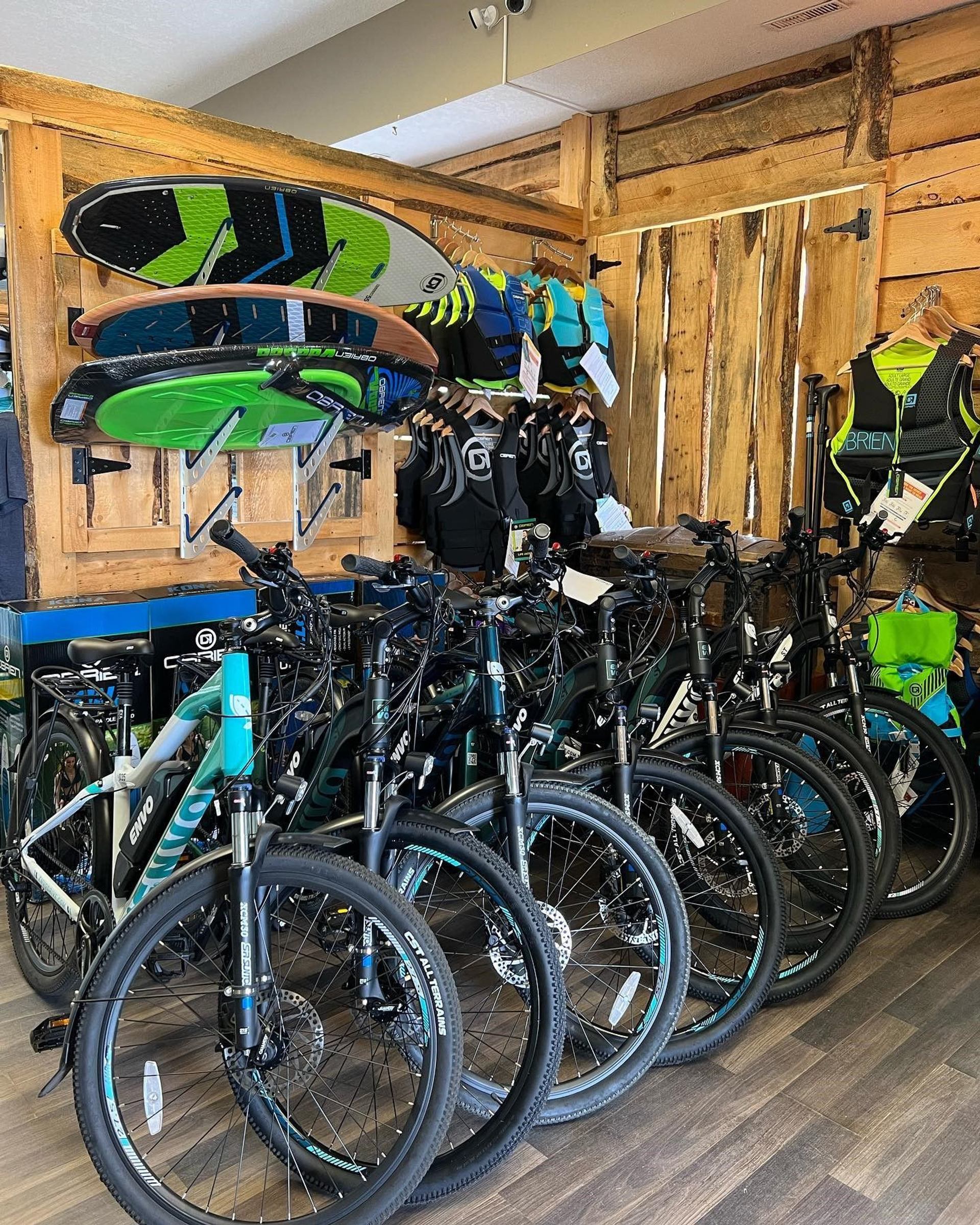 Display of mountain bikes