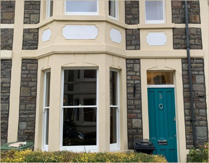 Sash window at front of house