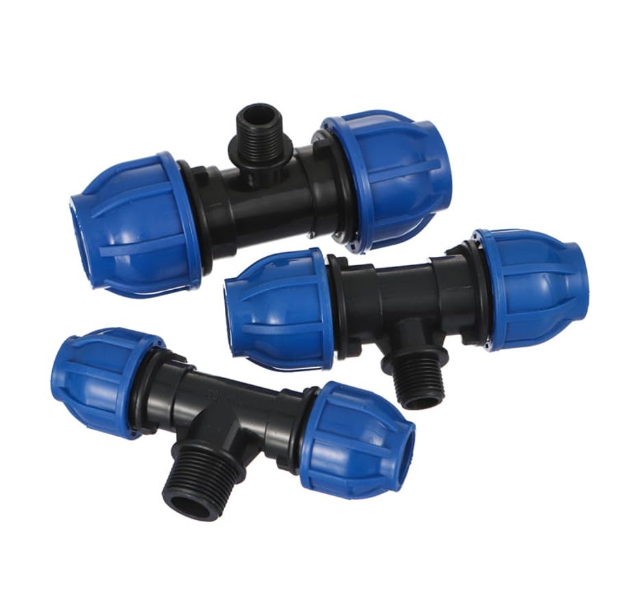 IFAN blue HDPE compression tee fittings for polyethylene pipe