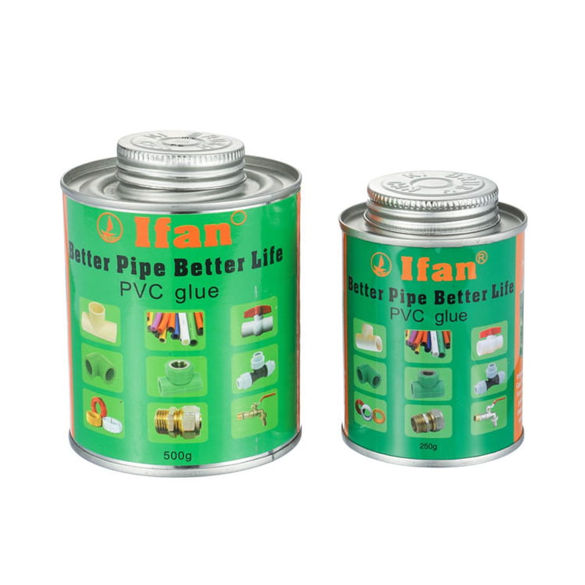 PVC solvent cement can and applicator brush on a workbench ready for a DWV joint assembly
