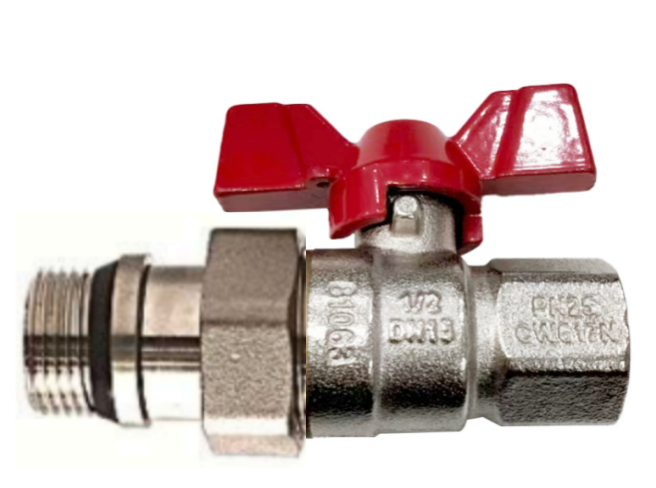 Brass Union Ball Valve FM Butterfly Handle