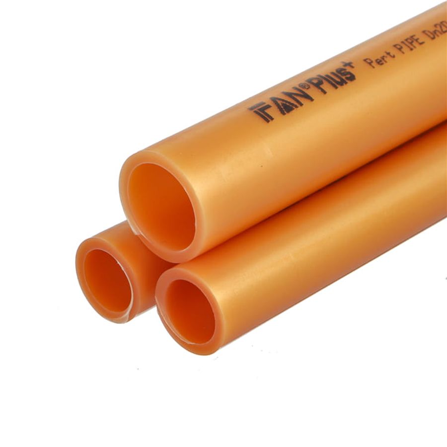 IFAN orange PE-RT pipe with printed DN20 marking for floor heating