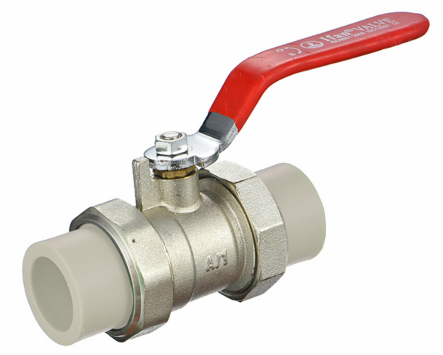 Brass double union ball valve brass core