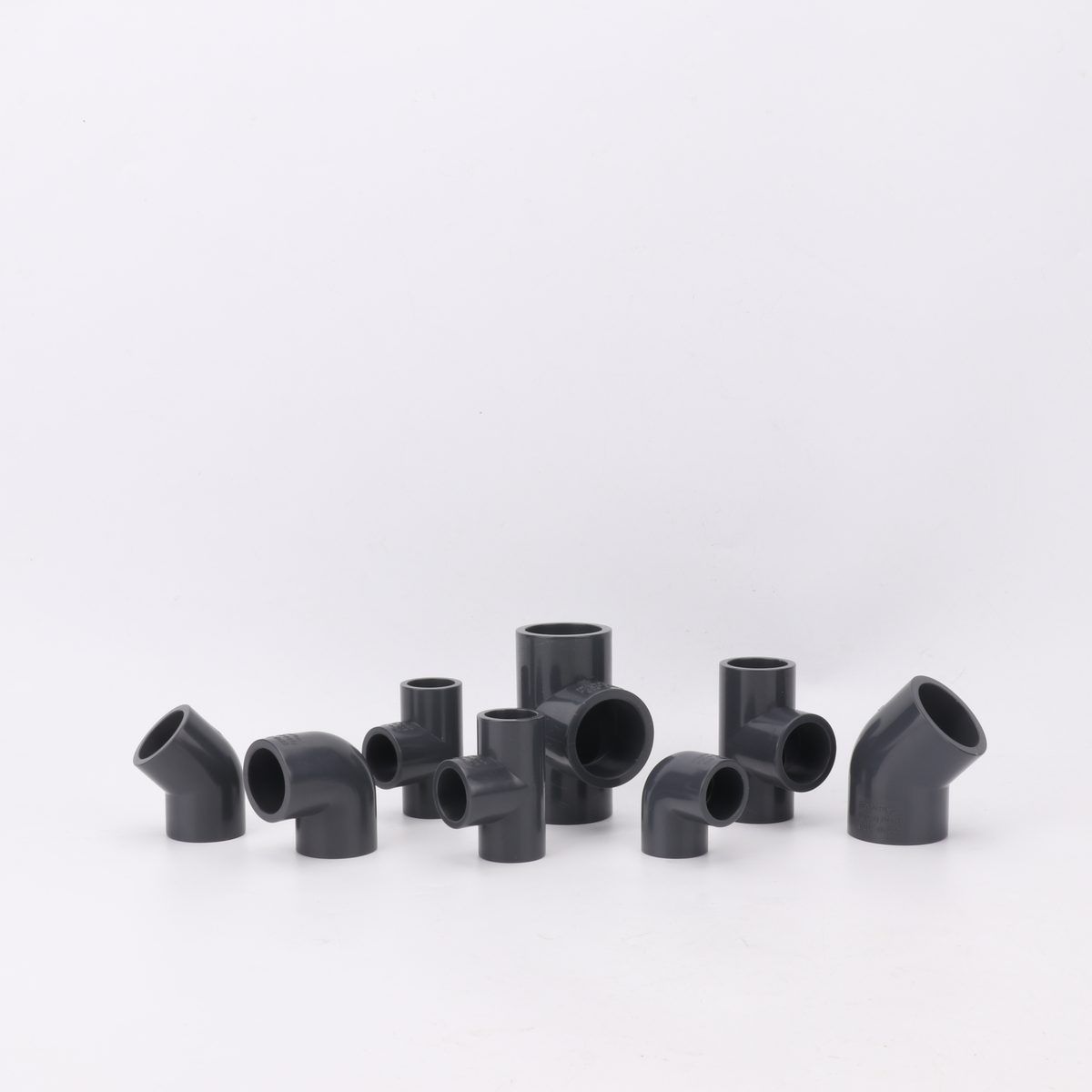 IFAN dark-gray UPVC pipe fittings from the threaded UPVC range that the 8011 gate valve series belongs to