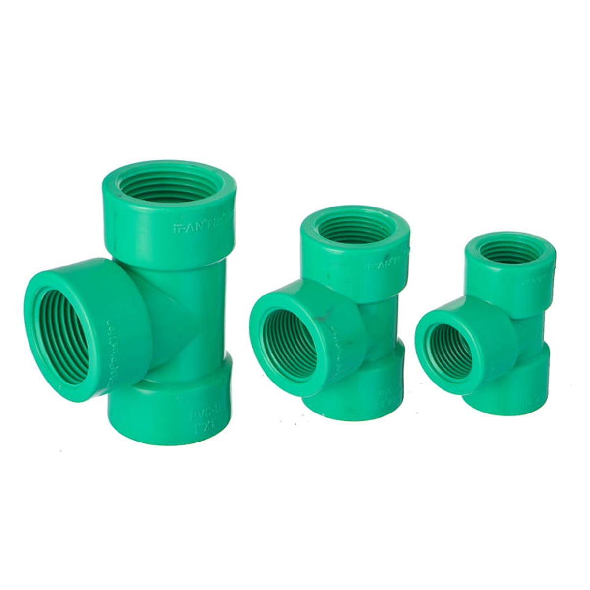 uPVC drainage fittings for interior DWV branches and buried sewer laterals staged next to each other