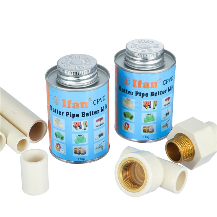 PVC solvent cement jar from IFAN used with PVC drainage pipe joints