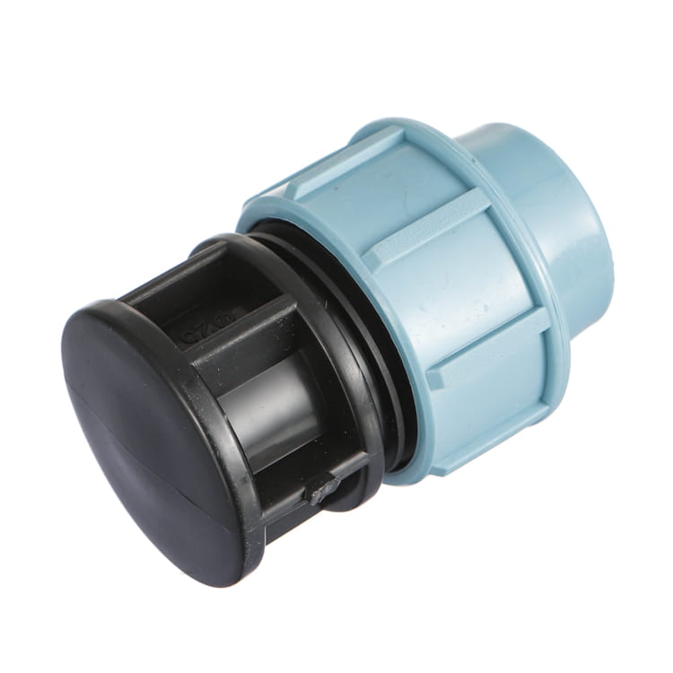 HDPE compression adaptors with male and female threaded outlets for transitions to valves and meters in a buried water network
