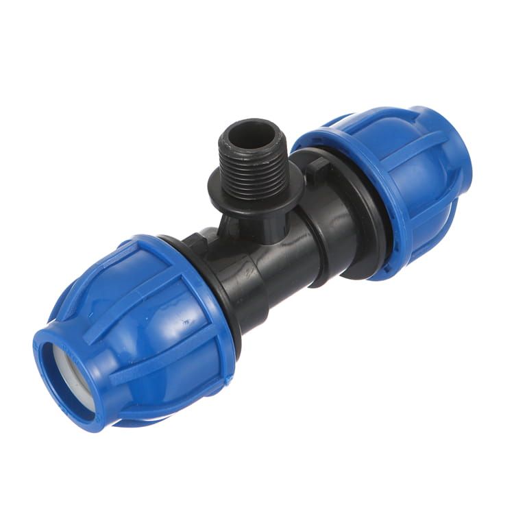 HDPE compression coupler with male threaded outlet for water supply network service connections