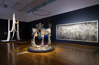 TAMBA’s installation for the ‘The 11th Asia Pacific Triennial of Contemporary Art’ features the work of Lavkant Chaudhary, Alyen Leeachum Foning, Mekh Limbu, Keepa Maskey, Jagdish Moktan, Subas Tamang and Indu Tharu / © The artists / Photograph: C Callistemon © QAGOMA