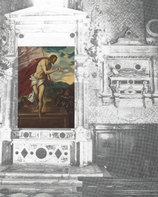 Reconstruction of a conjectured installation of Tintoretto’s Cristo risorgente (The risen Christ) within a chapel setting