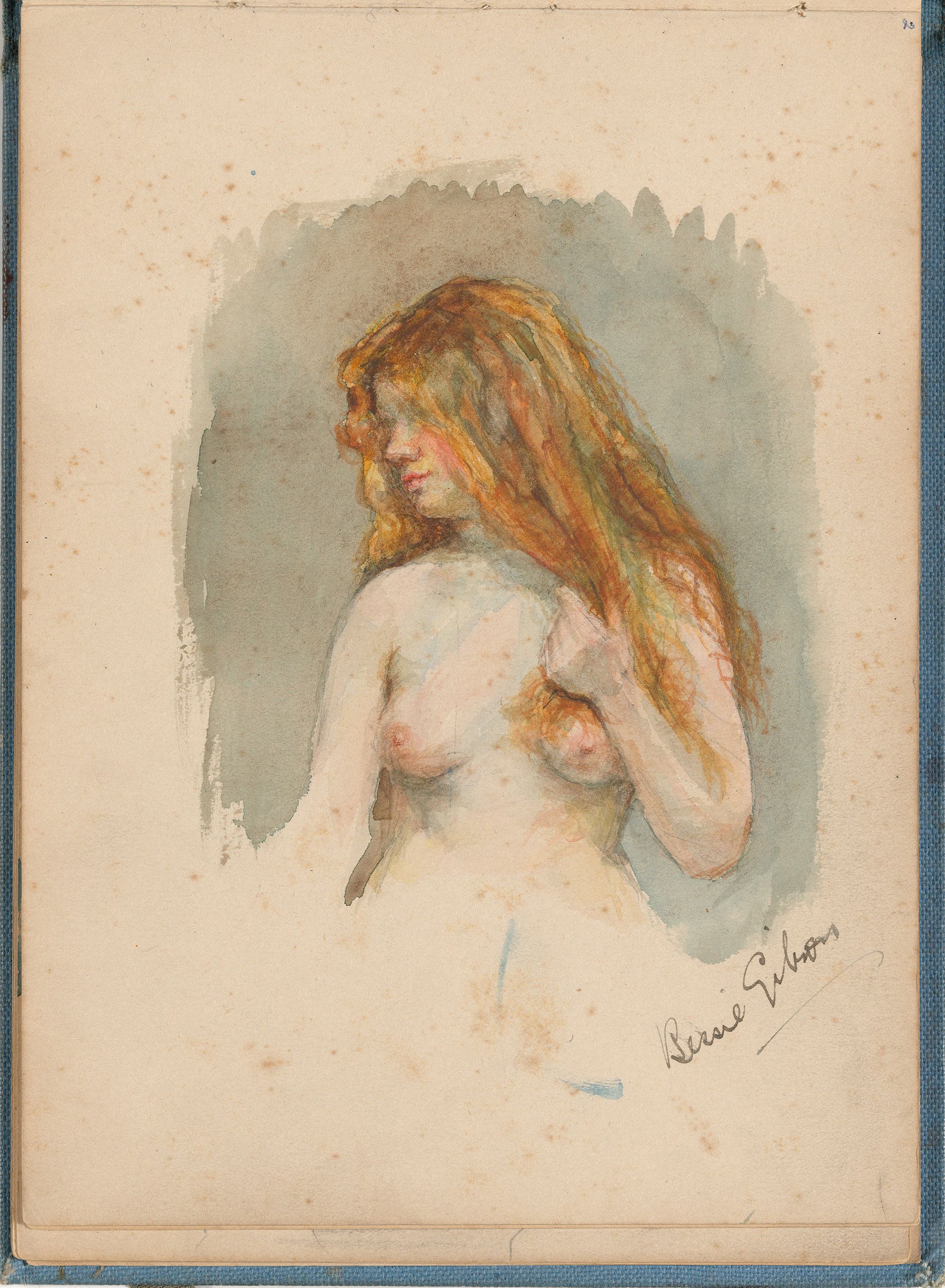 Bessie (Elizabeth Dickson) Gibson, Queensland Australia 1868–1961 / (Sketchbook) 1905 / Sketchbook; watercolour and pencil / 22.5 x 16.5cm / Gift of Dr W Lockhart Gibson 1975 / Collection: Queensland Art Gallery | Gallery of Modern Art / © Bessie Gibson Estate