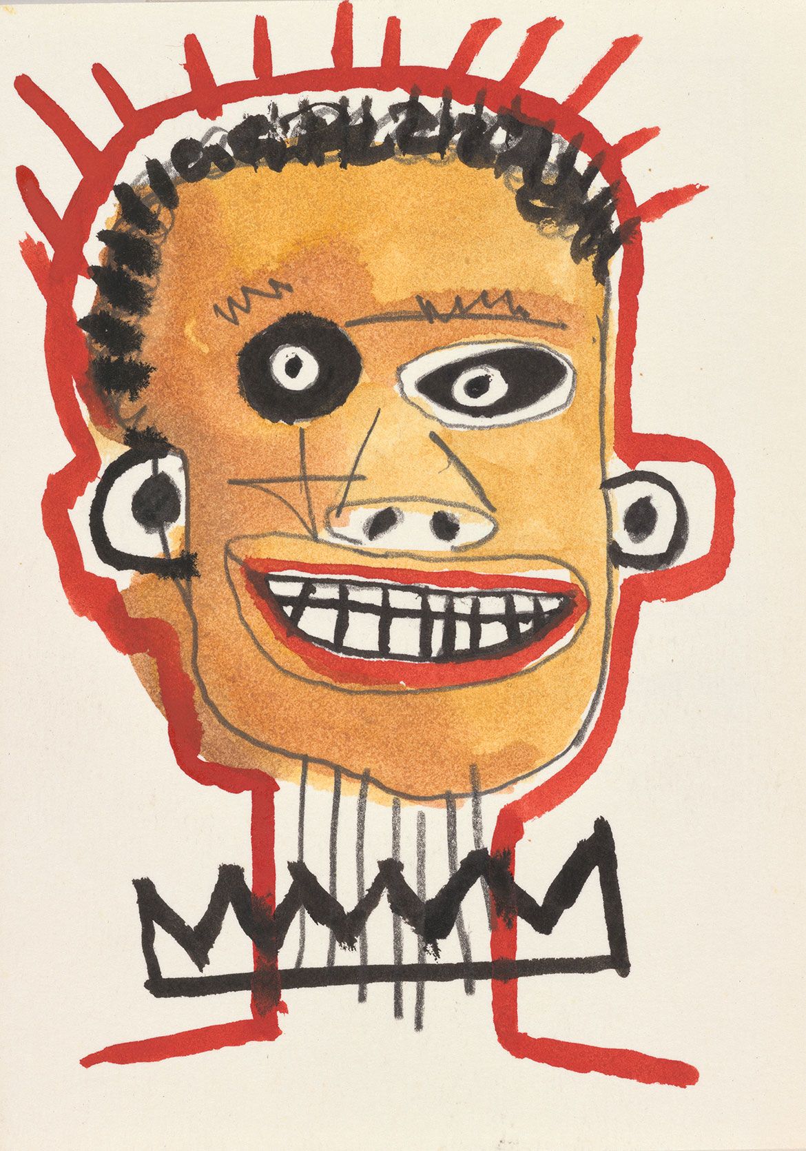 Gordon Bennett , Australia 1955-2014 / After Basquiat 1993 / Watercolour on postcard paper / 14.7 x 10.5cm / Collection: The Estate of Gordon Bennett / © The Estate of Gordon Bennett