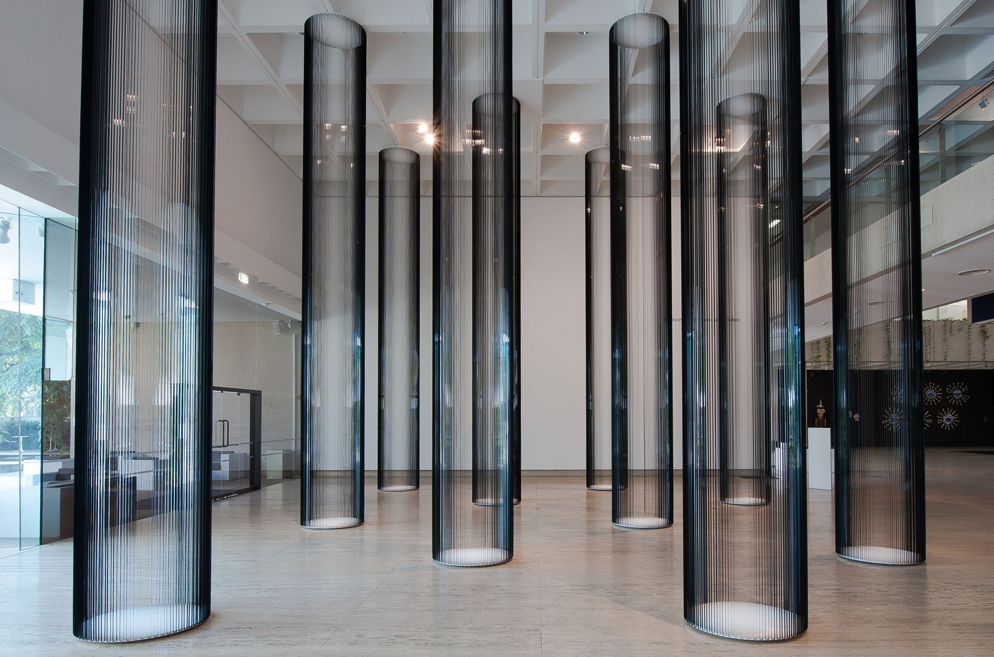 Zilvinas Kempinas, Lithuania b.1969 / Columns 2006 / Magnetic tape, painted wood panels and nails / Purchased 2012 with funds from Tim Fairfax AM through the QAG Foundation / Collection: Queensland Art Gallery | Gallery of Modern Art / © Zilvinas Kempinas / Photograph: N Harth © QAGOMA